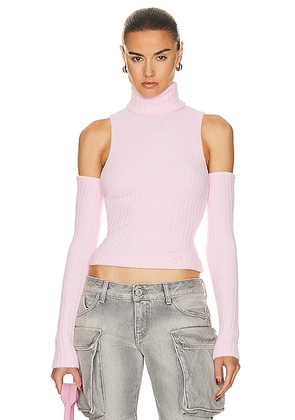 Blumarine Long Sleeve Turtleneck Sweater in Dalia - Pink. Size S (also in ).