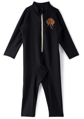 Mini Rodini Kids Black Elephant One-Piece Swimsuit