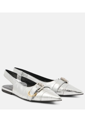Givenchy Voyou metallic leather slingback flats
