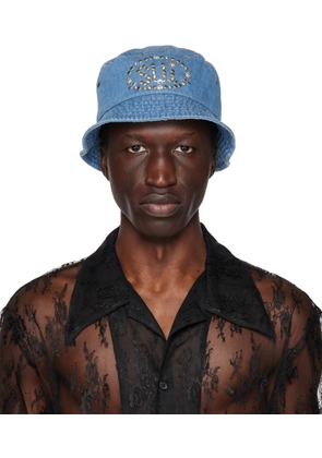 Anna Sui SSENSE Exclusive Blue Studded Denim Bucket Hat