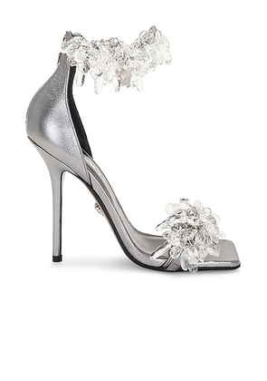 VERSACE Crystal Sandal in Dark Silver & Palladium - Metallic Silver. Size 38.5 (also in ).