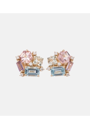 Suzanne Kalan Pastel Blossom 14kt gold earrings with amethysts, topaz and diamonds