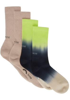 SOCKSSS Two-Pack Beige & Green Cotton Socks