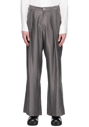 Sulvam Gray Frayed Trim Trousers