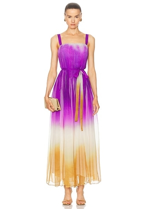 Oscar de la Renta Pintuck Detail Abstract Ombre Dress in Violet & Sepia - Purple. Size 0 (also in ).