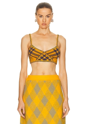Burberry Bralette Top in Pear IP Check - Mustard. Size M (also in XS, XXS).