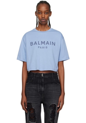 Balmain Blue Cropped T-Shirt