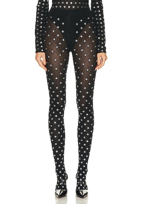 ALAÏA Opaque Tights in Noir & Argent - Black. Size S (also in ).