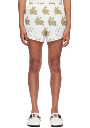 JW Anderson White & Khaki All Over Bunny Shorts