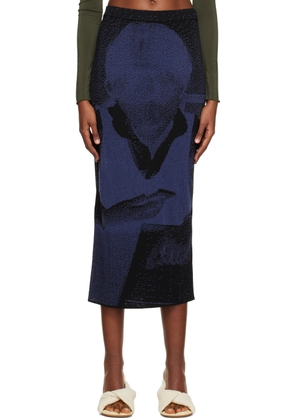 Paloma Wool Blue & Black Alibei Midi Skirt