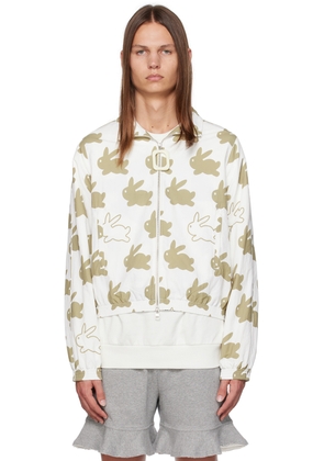 JW Anderson White & Brown All Over Bunny Track Jacket