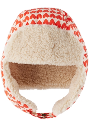 Bobo Choses Baby Off-White Hearts Chapka Hat