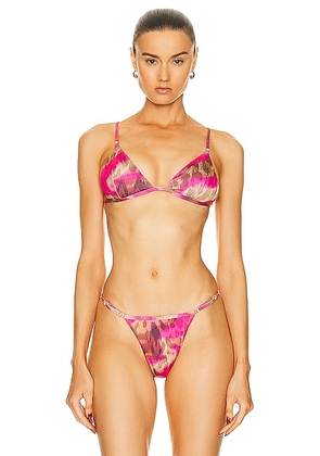 Bananhot Emmy Bikini Top in Pink Brown Jungle - Pink. Size L (also in M, S, XS).