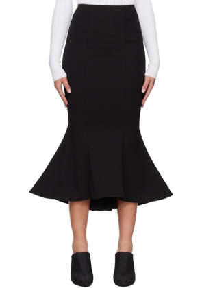 Balmain Black Flared Midi Skirt