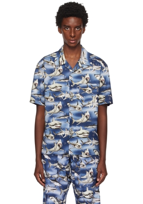 Palm Angels Blue Shark Shirt