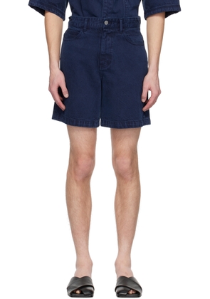 Solid Homme Navy Faded Denim Shorts