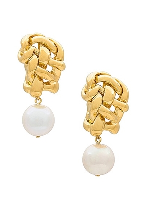 Completedworks Fresh Water Pearl Earrings in Recycled Silver & 18k Gold Plate - Metallic Gold. Size all.