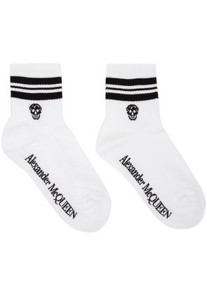 Alexander McQueen White & Black Stripe Skull Sport Socks
