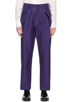 Sulvam Purple Striped Trousers