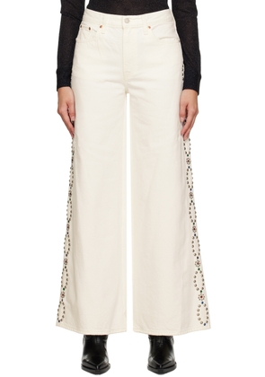 Anna Sui White Studded Jeans