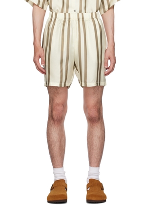 John Elliott Off-White Striped Shorts