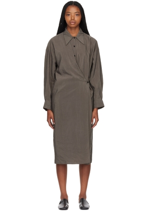 LEMAIRE Brown Twisted Midi Dress