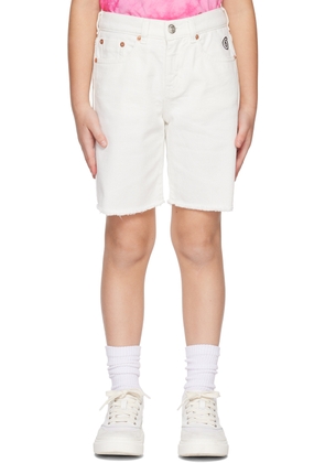 MM6 Maison Margiela Kids White Embroidered Denim Shorts