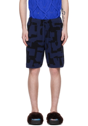 Dries Van Noten Blue Jacquard Shorts