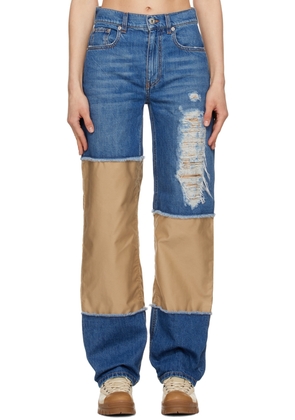 JW Anderson Blue & Beige Distressed Jeans