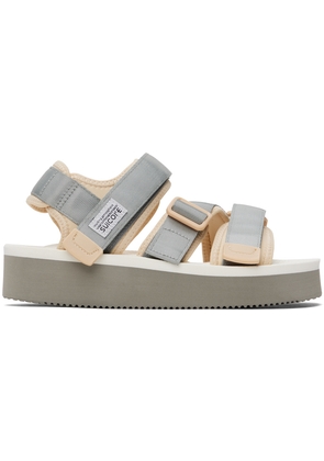 SUICOKE Gray & White KISEE-PO Sandals