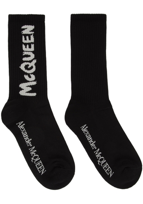 Alexander McQueen Black Graffiti Socks