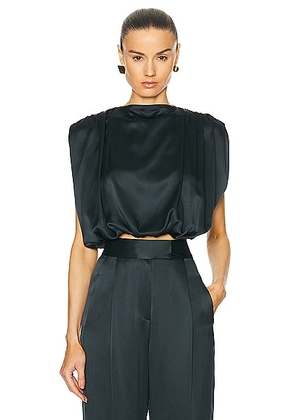 The Sei Gathered Shoulder Top in Ink - Black. Size 2 (also in 0, 4, 6).
