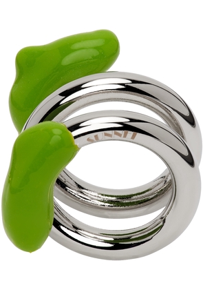 SUNNEI Silver & Green Double Fusillo Ring