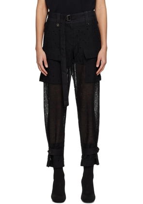 sacai Black Embroidered Trousers
