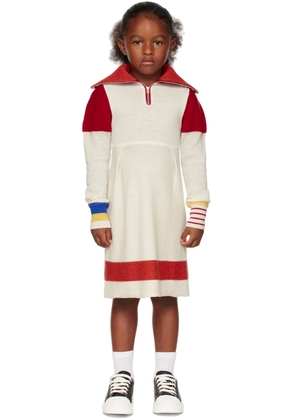 Ligne Noire Kids Off-White & Red Funnel Neck Dress