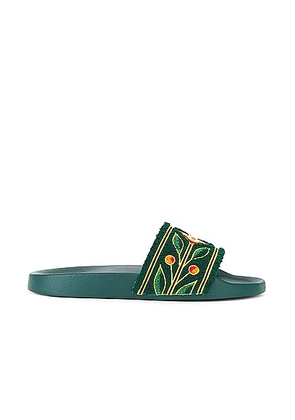 Casablanca Embroidered Terry Slider in Green - Green. Size 40 (also in 42, 43, 44).