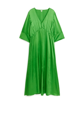 V-Neck Midi Dress - Green