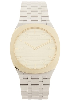 Gucci GG Golden Brass Dial Watch in Stainless Steel - Metallic Silver. Size all.