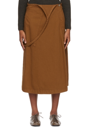 LEMAIRE Brown Apron Midi Skirt