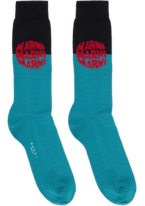 Marni Black & Blue Dot Logo Socks
