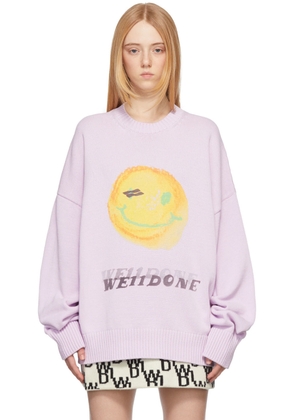We11done Purple Knit Smiley Sweater