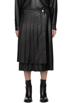 Han Kjobenhavn Black Pleated Faux-Leather Midi Skirt