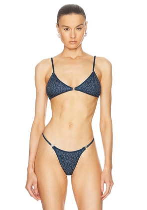 Heavy Manners Mini Triangle Bikini Top in Astor Place - Navy. Size L (also in M, S, XL, XS).