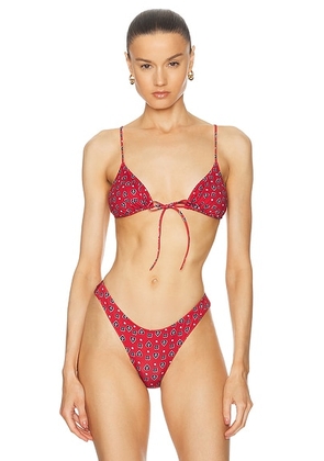Heavy Manners Triangle Front Tie Bikini Top in Saint Marks - Red. Size L (also in M, S, XL, XS).