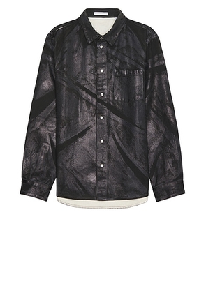 Helmut Lang Shirt Jacket in Black Distress Metal Crash - Black. Size S (also in ).