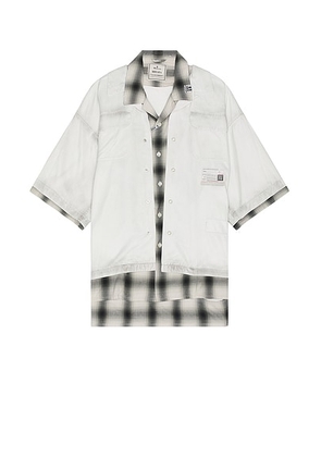 Maison MIHARA YASUHIRO Rc Twill Double Layered Shirt in Light Gray - White. Size 46 (also in 48).