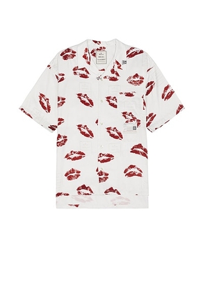 Maison MIHARA YASUHIRO Kiss Printed Shirt in White - White. Size 46 (also in 48).