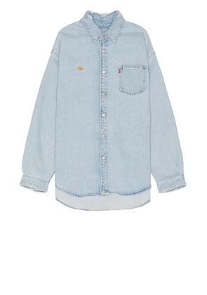ERL Unisex Levis Overshirt Woven in Blue - Blue. Size L (also in M, S).