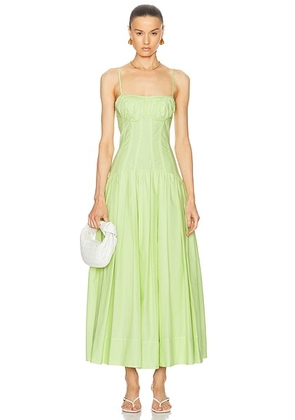 NICHOLAS Dolma Drop Waist Corset Midi Dress in Limelight - Green. Size 0 (also in 2, 4, 6, 8).