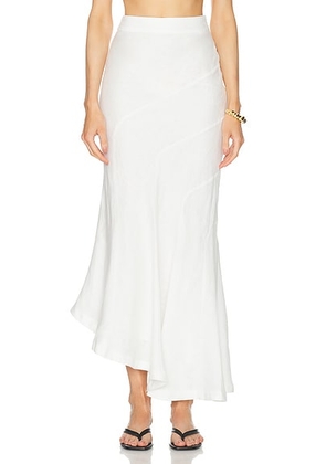NICHOLAS Sapphira Bias Asymmetrical Seamed Maxi Skirt in Milk - White. Size 0 (also in 2, 4, 6).